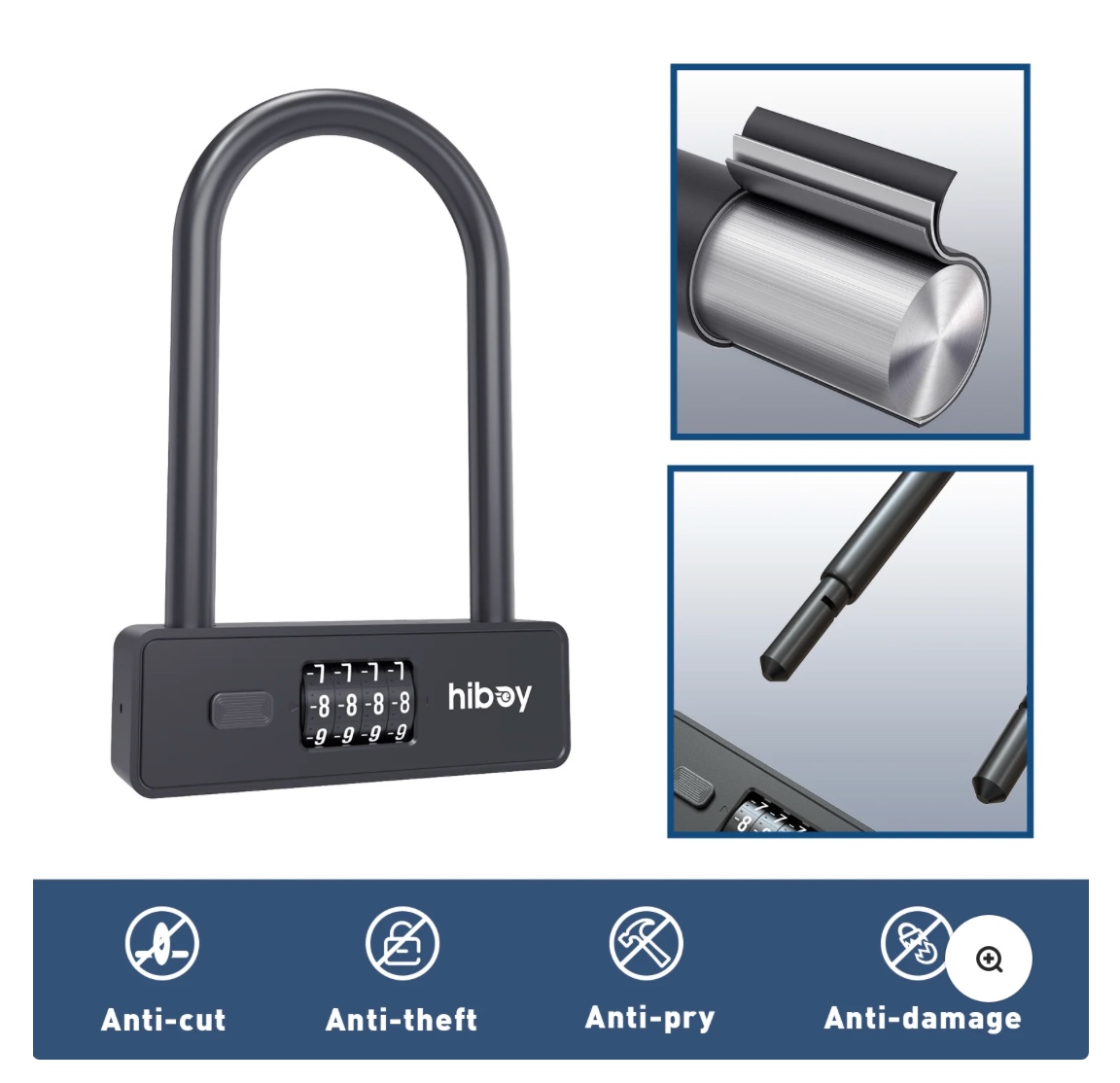 Hiboy Combination U-Lock for Scooter or Bike